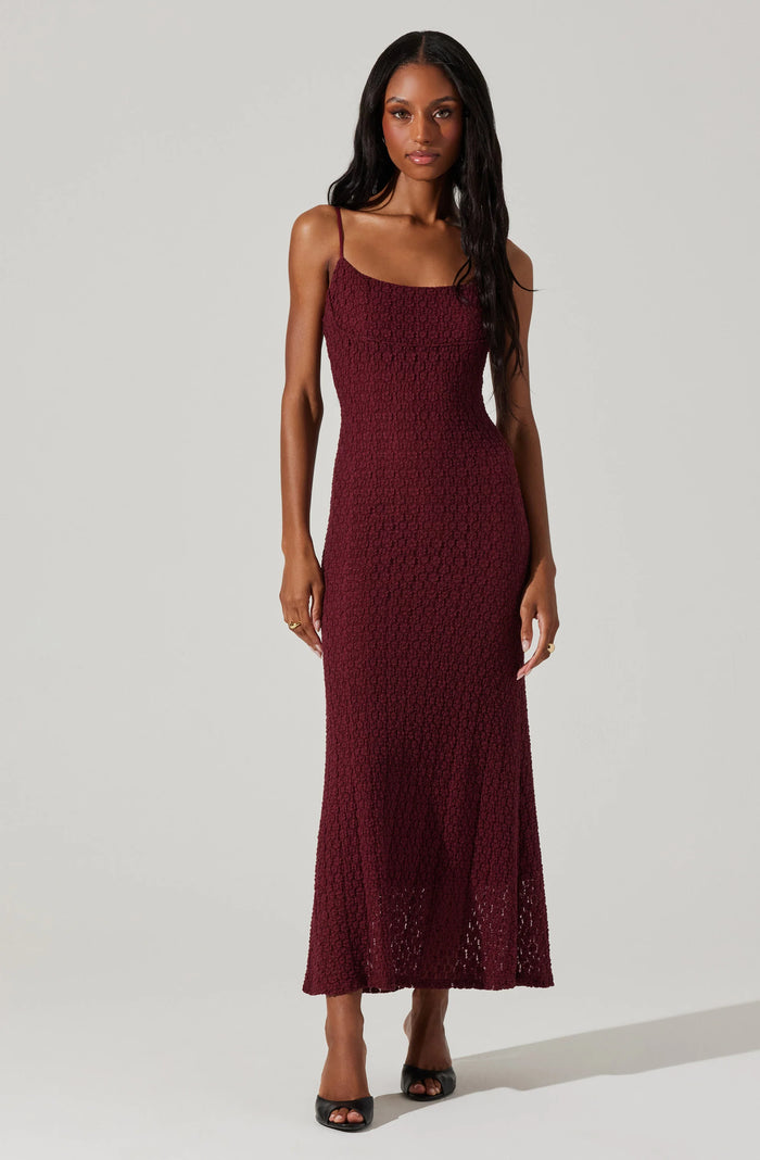 ASTR Renaisse Textured Maxi Dress Plum