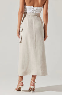 ASTR THE LABEL NARA WRAP FRONT MIDI SKIRT OATMEAL