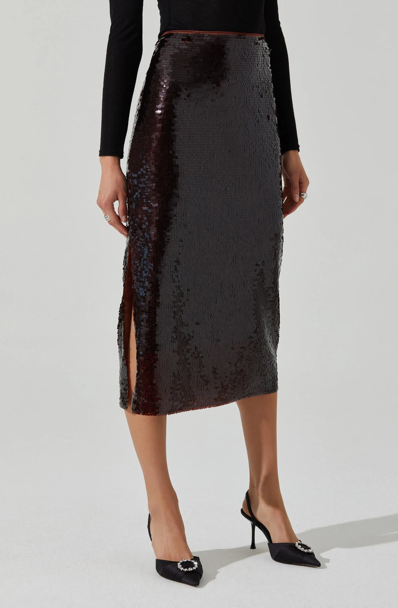 Astr The Label Dova Sequin Midi Skirt