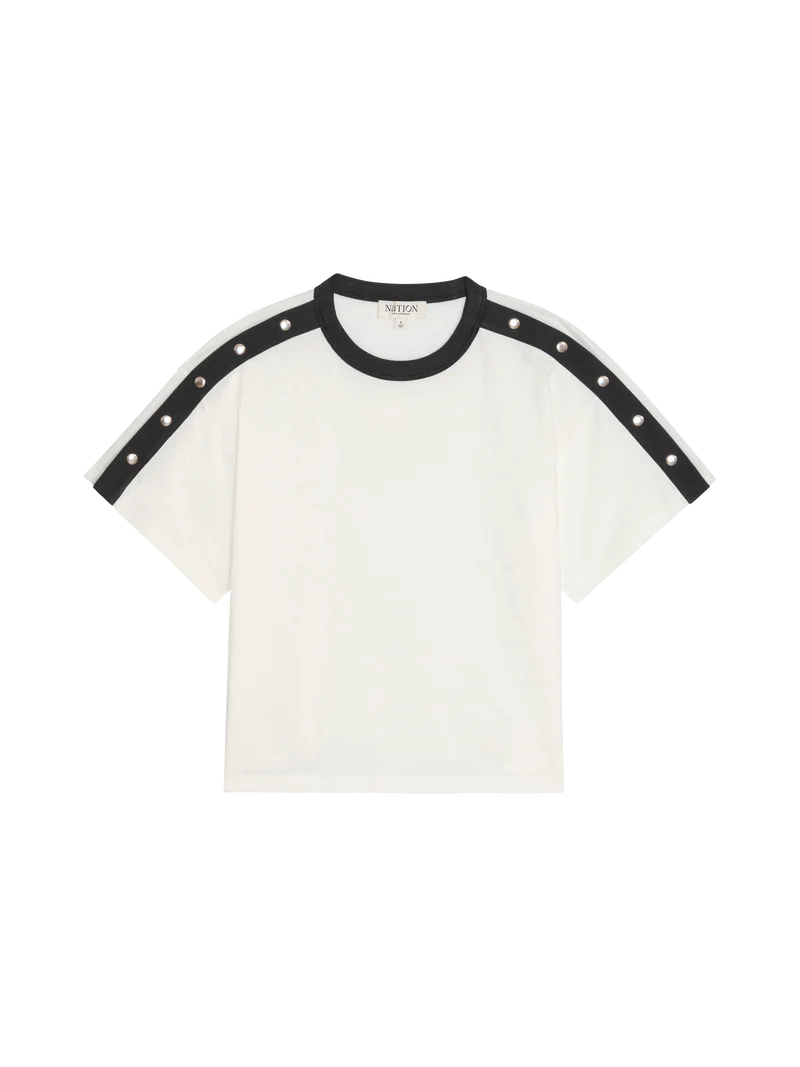 Nation LA Ada Button Tee Porcelain Color Block