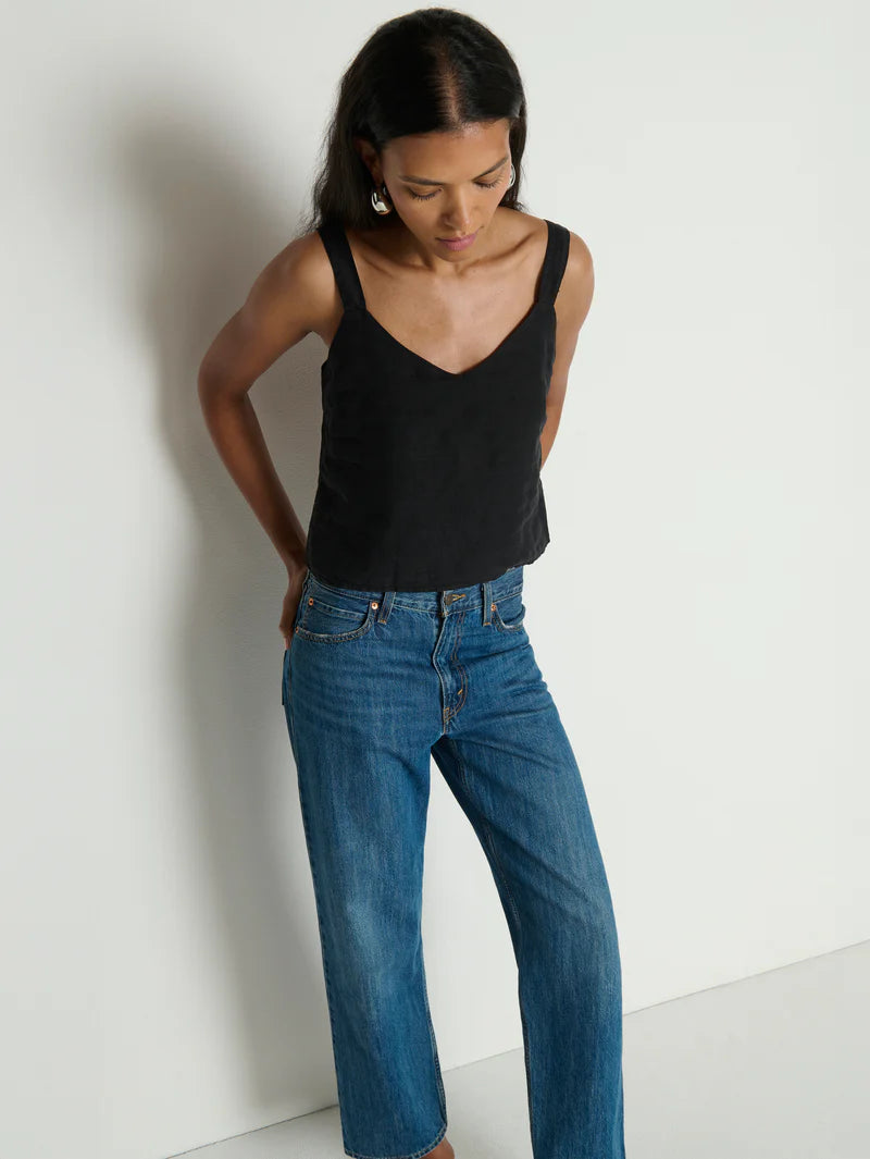 Nation LA Annie V Neck Top in Jet Black