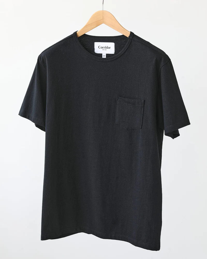 Corridor ORGANIC GARMENT DYED T-SHIRT - BLACK
