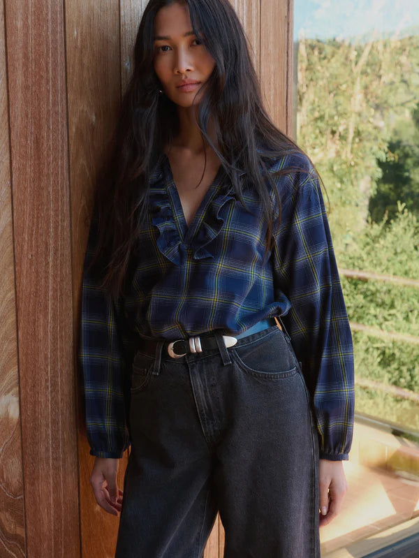 Nation Ltd Beckett Blouse Starry Night Plaid