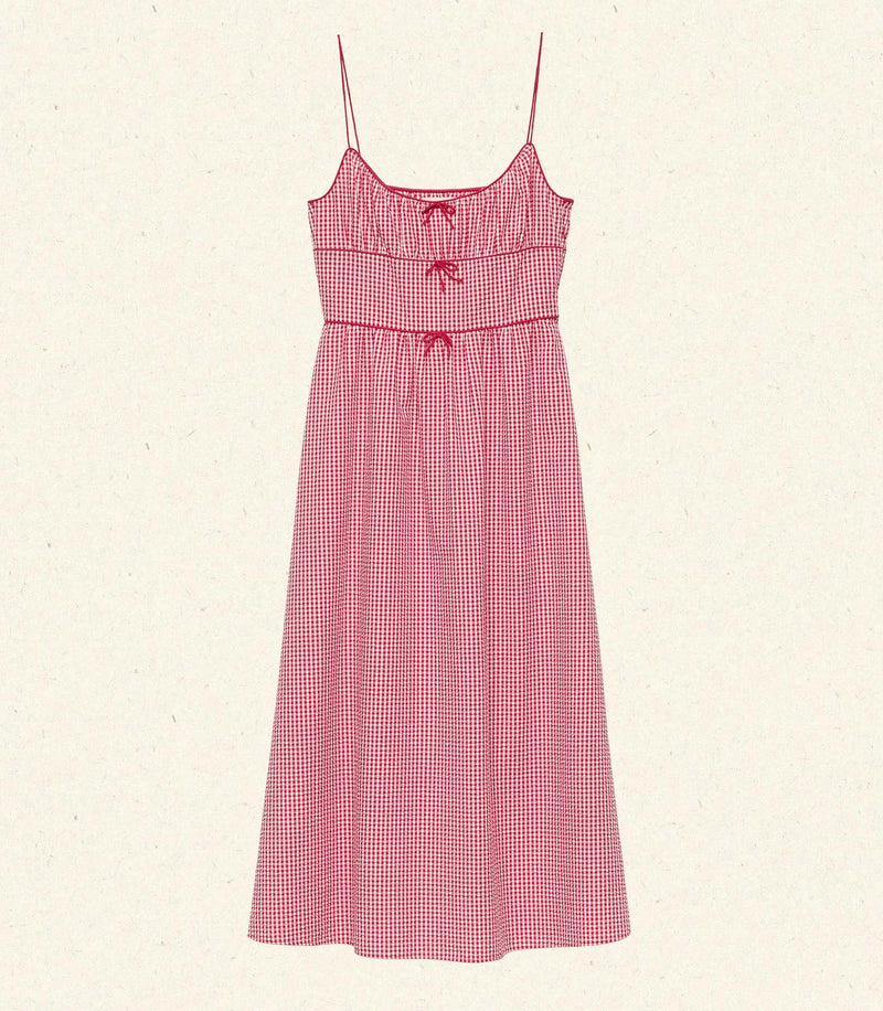 Dôen BELLINE DRESS IN ROUGE LA MADDALENA GINGHAM