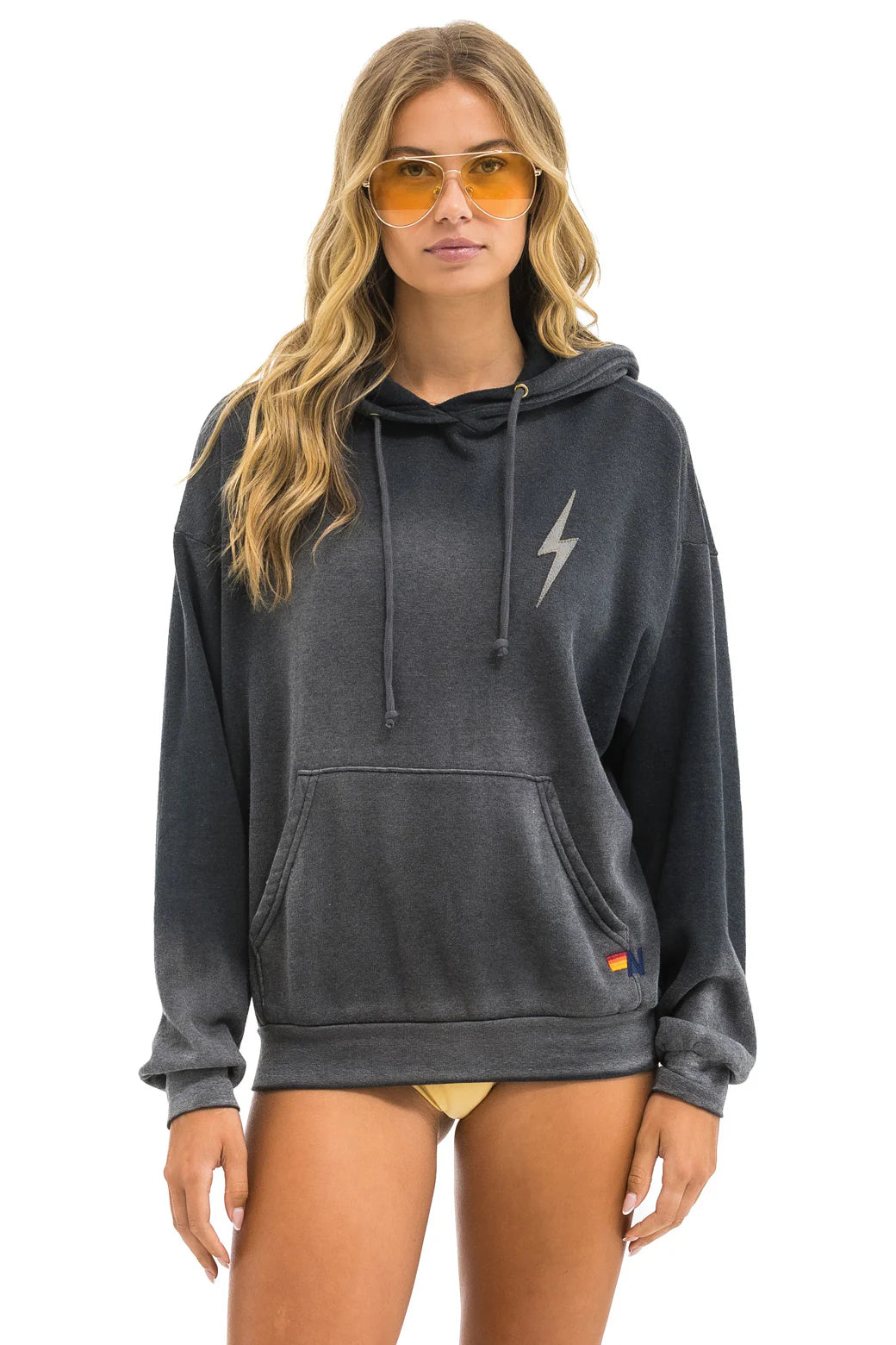 Aviator Nation BOLT STITCH 2 RELAXED PULLOVER HOODIE - FADED SMOKE