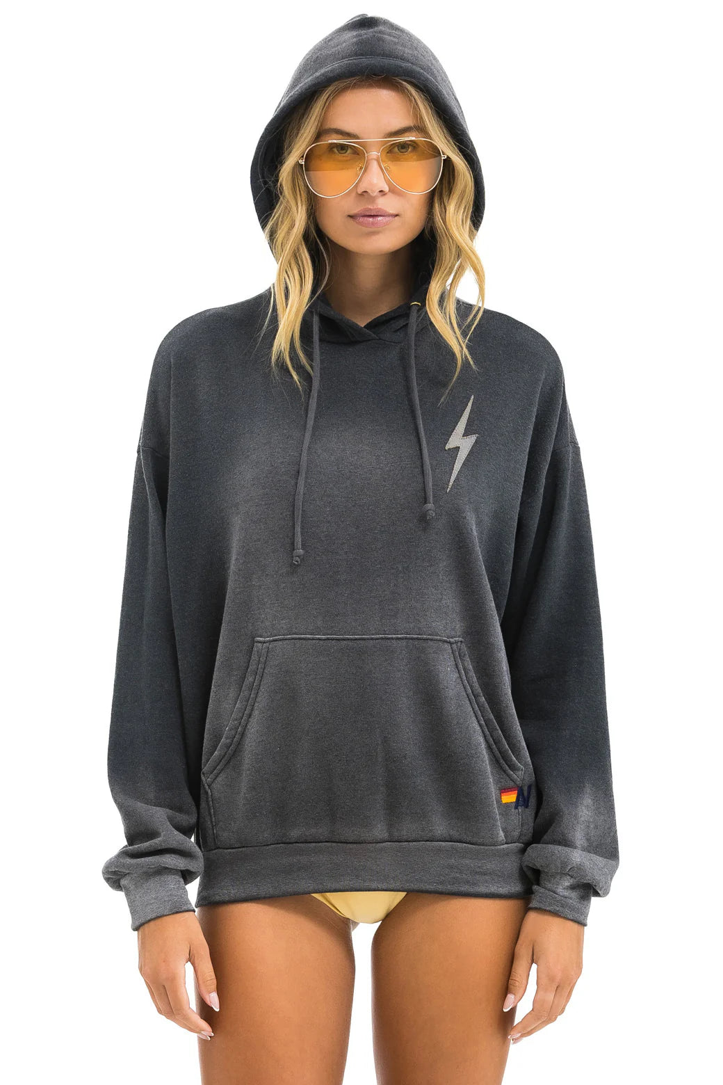 Aviator Nation BOLT STITCH 2 RELAXED PULLOVER HOODIE - FADED SMOKE