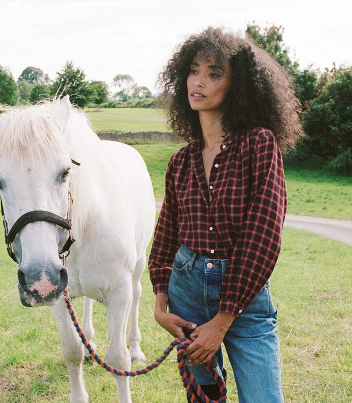 Doen BREENA TOP IN ROUGE COUNTRYSIDE PLAID