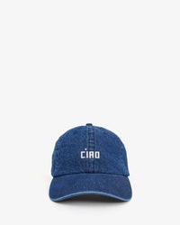 Clare V. Baseball Hat Navy Denim w/ Embroidered Cream Ciao