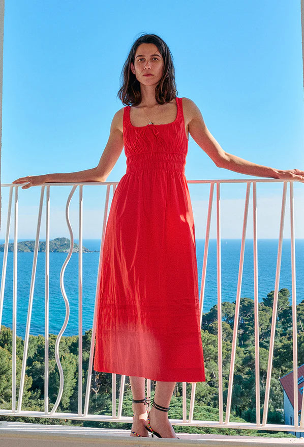 Ciao Lucia Iris Red Cotton Poplin Dress