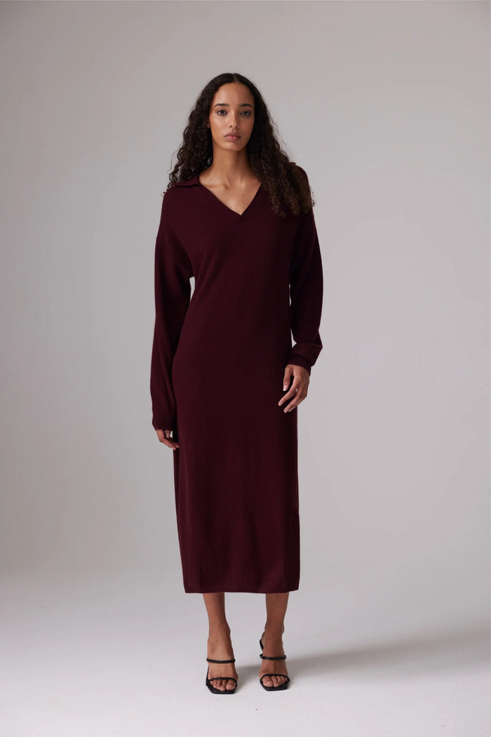 Colorush CRUSH Dylan cashmere polo dress- Merlot