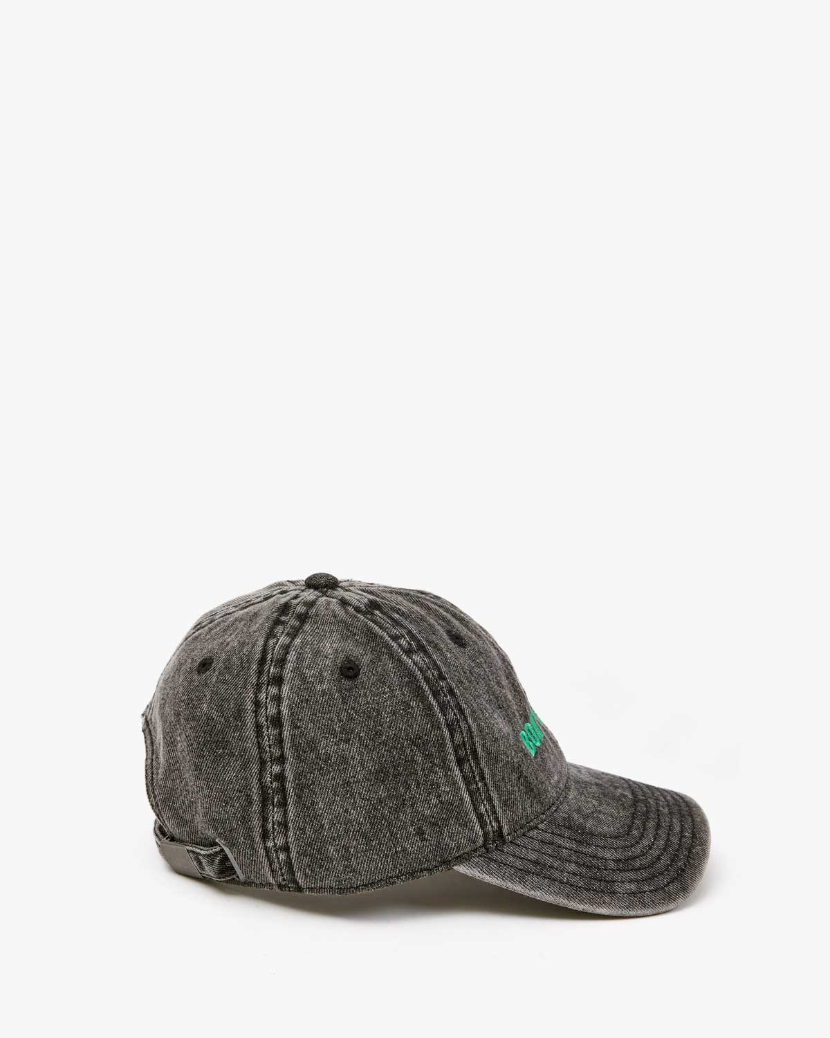 Clare V. Baseball Hat Faded Black Denim Embroidered Bon Vivant