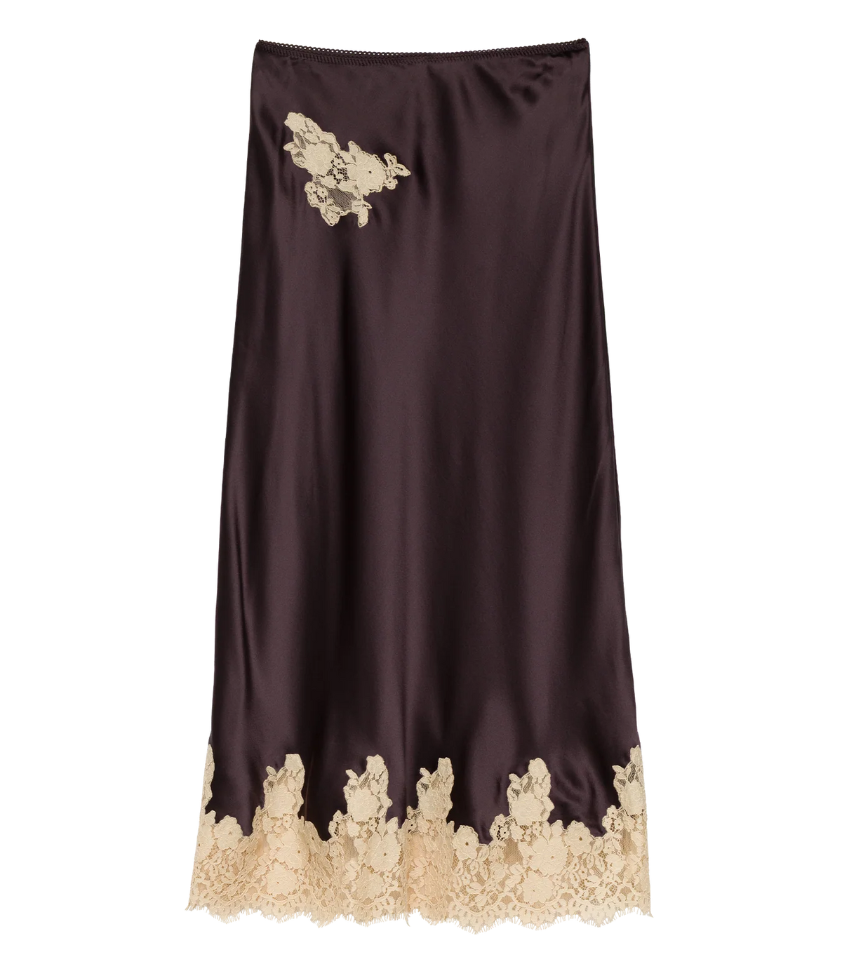Dôen ELOWEN SKIRT IN EQUESTRIAN BROWN WITH CREAM LACE