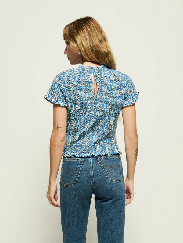 Nation LTD Evie Smocked Top Blue Hazy Daisy