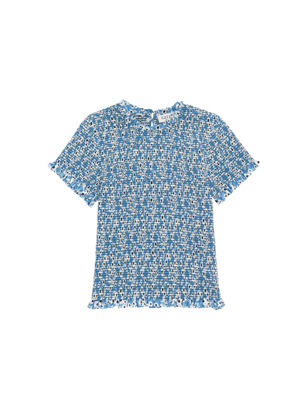 Nation LTD Evie Smocked Top Blue Hazy Daisy