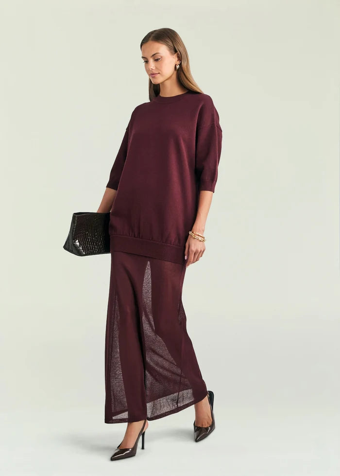 SEROYA ARWEN KNIT MAXI DRESS Bordeaux