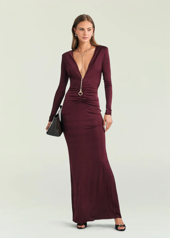 SEROYA EBONY MAXI DRESS  Bordeaux