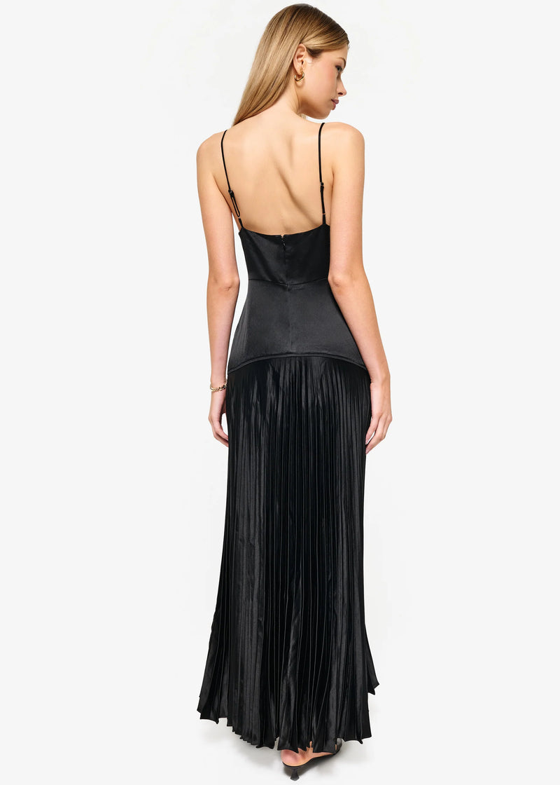 CAMI NYC JENNELYN PLEATED GOWN BLACK