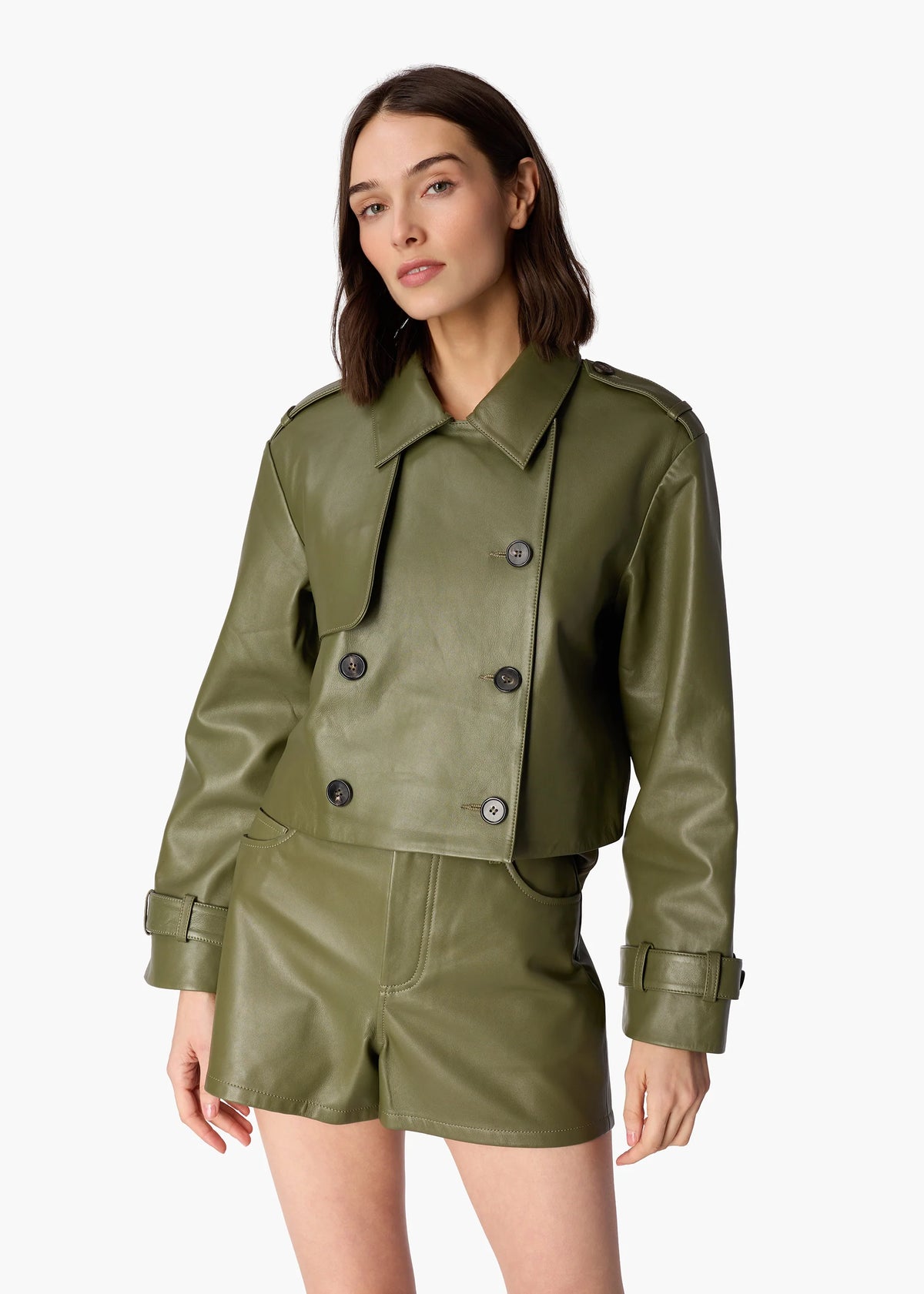 Cami Nyc SASKIA GENUINE LEATHER CROPPED TRENCH CAMOUFLAGE GENUINE LEATHER