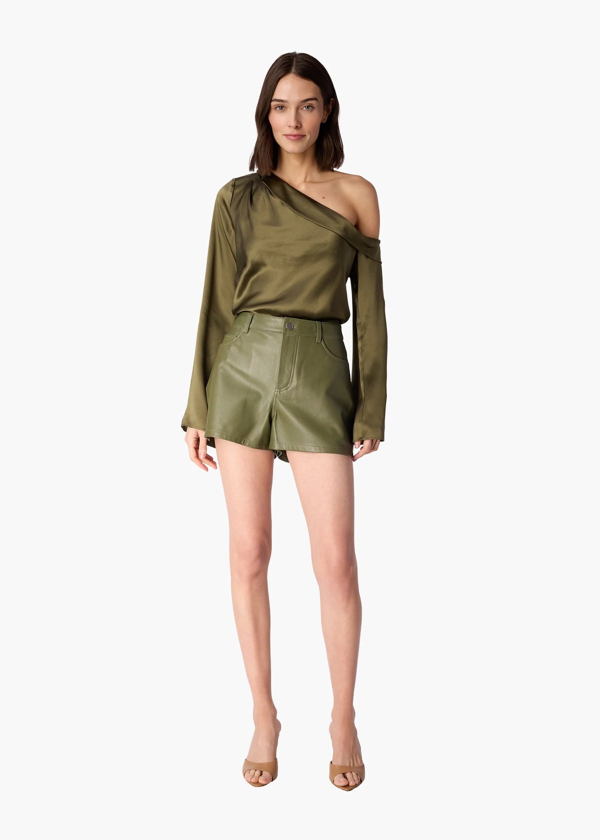 Cami Nyc CELESTE ASYMMETRICAL TOP CAMOUFLAGE BUTTERY SOFT SILK