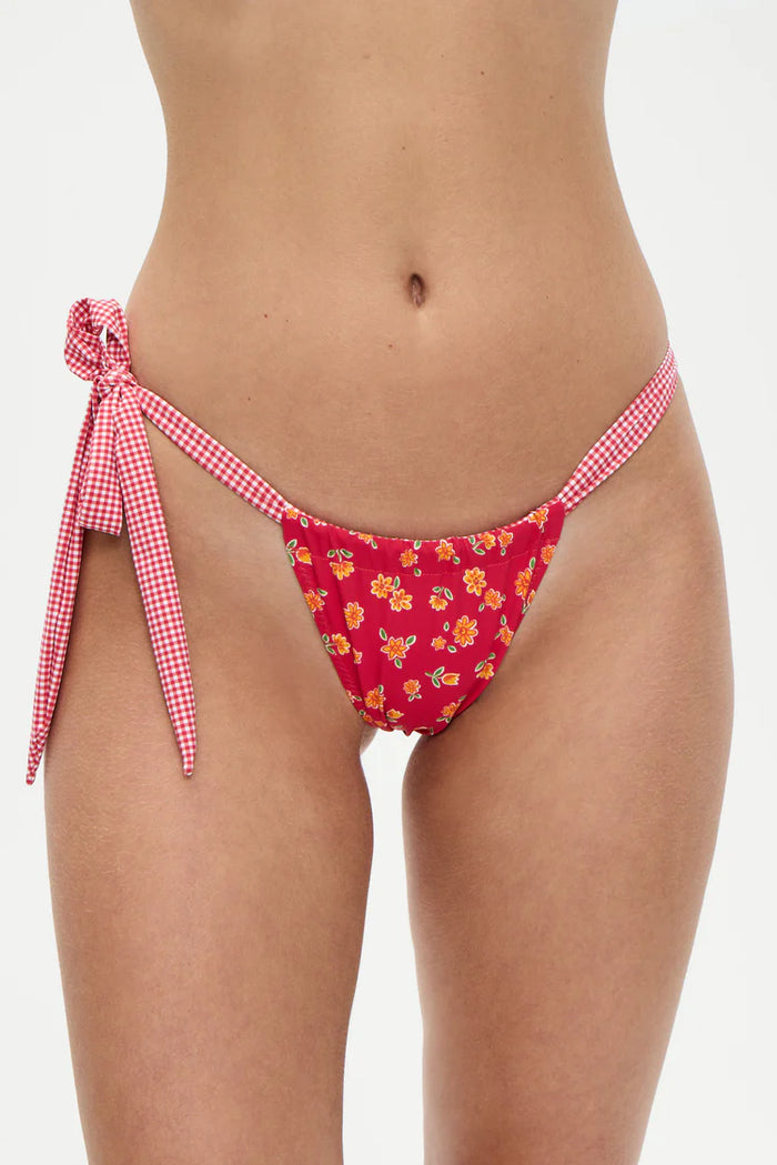 Frankies Bikinis Kealy Reversible Cheeky Bikini Bottom  Summer Flower