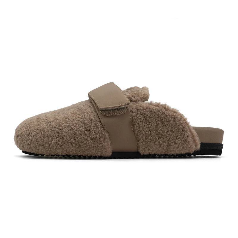 ROAM FUZZY LOAFER MULE FAUX SHEARLING TAUPE or OAT