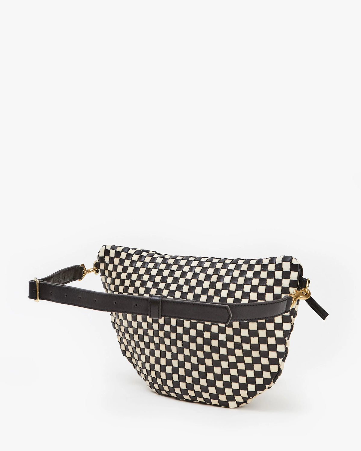 Clare V. Grande Fanny Black & Cream Woven Checker