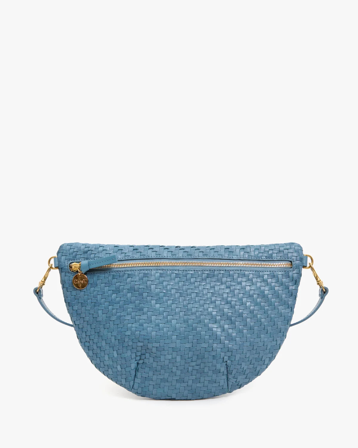 Clare V. Grande Fanny Desert Blue Woven Zig-Zag