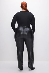 GOOD AMERICAN GOOD ICON FAUX LEATHER PANTS BLACK