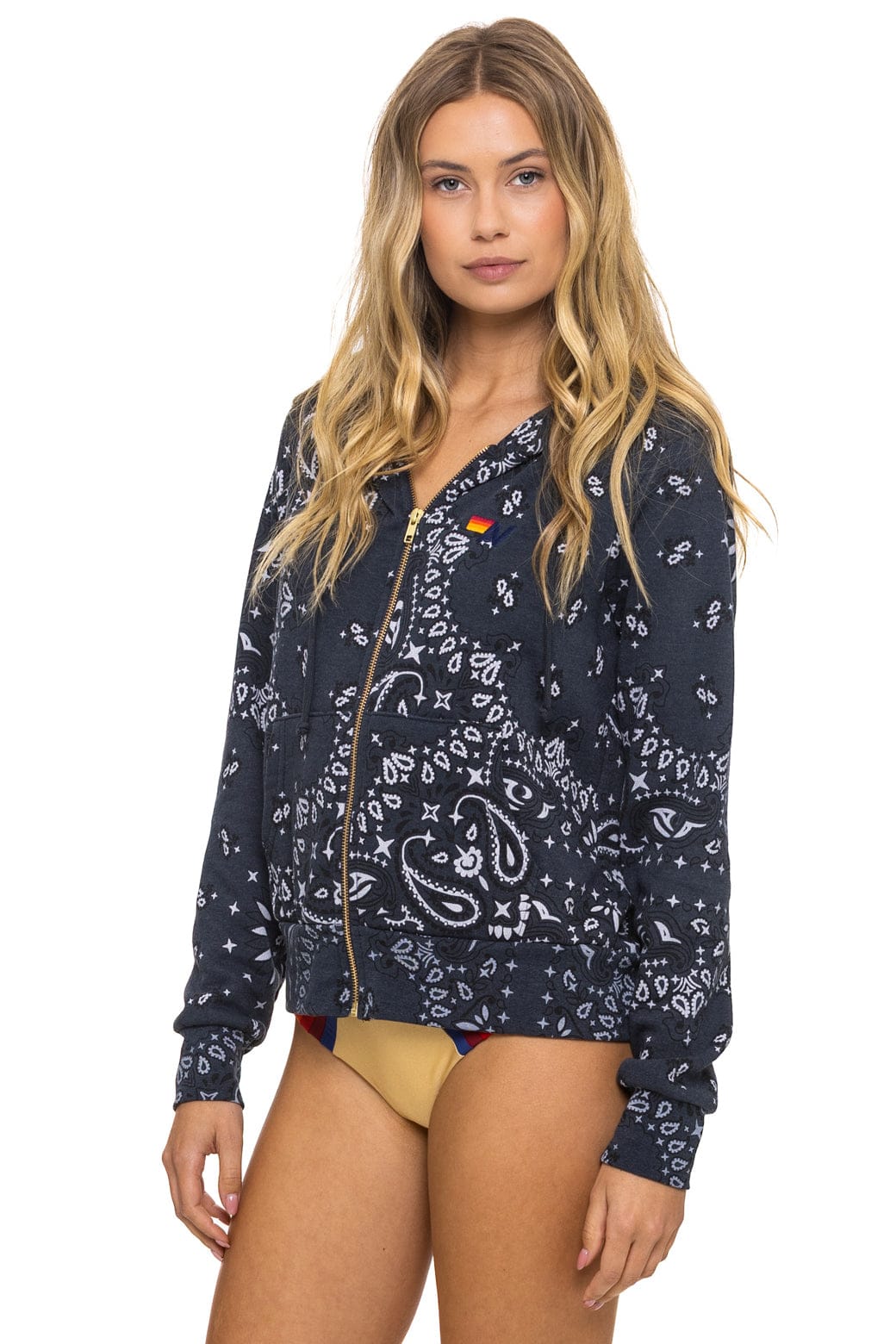Aviator Nation BANDANA ZIP HOODIE - CHARCOAL