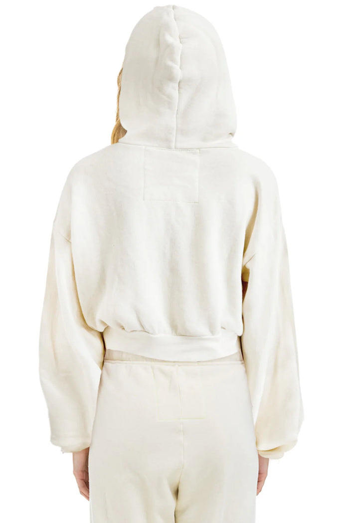Aviator Nation SUNSET PATCH RELAXED CROPPED ZIP HOODIE - VINTAGE WHITE