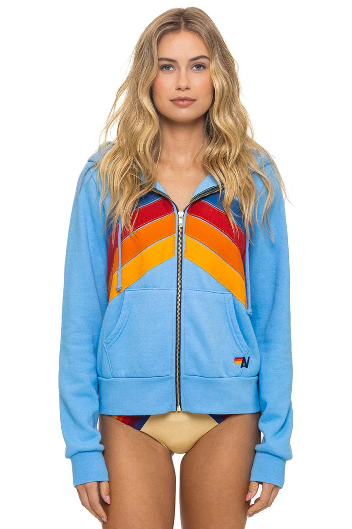 Aviator Nation MOUNTAIN STITCH CHEVRON 4 ZIP HOODIE - SKY