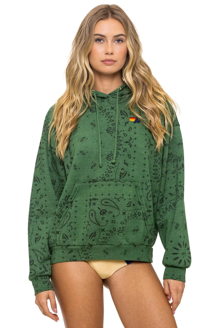 Aviator Nation BANDANA RELAXED PULLOVER HOODIE - VINTAGE WHITE and Green