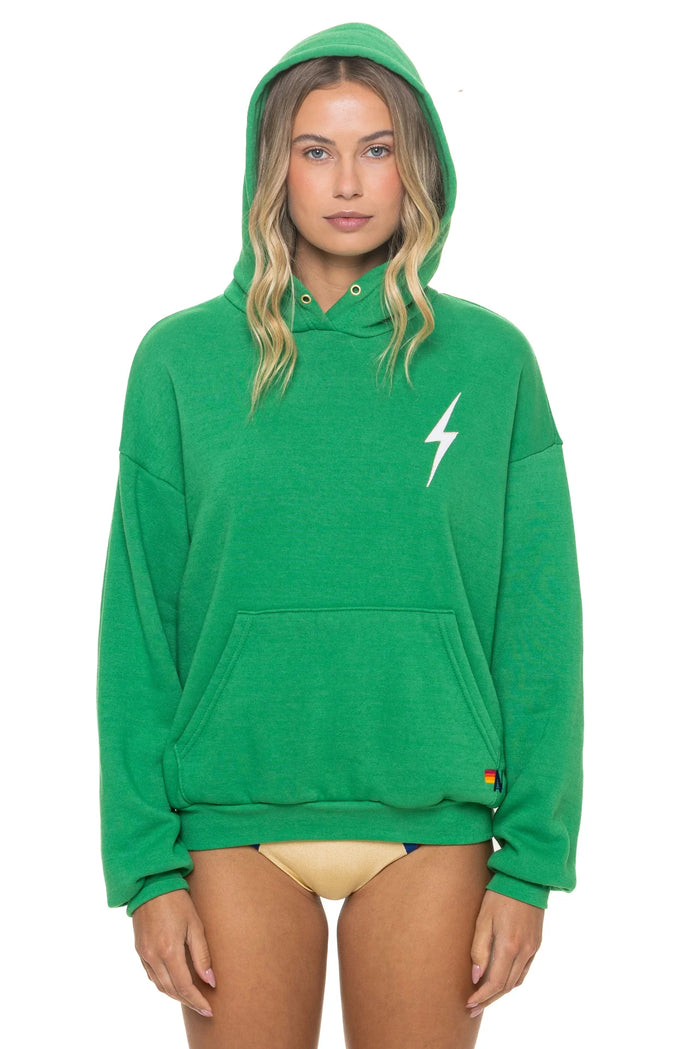 Aviator Nation BOLT STITCH RELAXED PULLOVER HOODIE - KELLY GREEN // WHITE