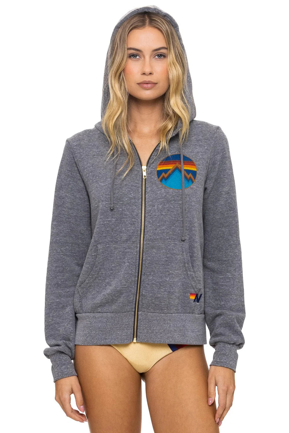 Aviator Nation ALL SEASONS CIRCLE ZIP HOODIE - HEATHER GREY