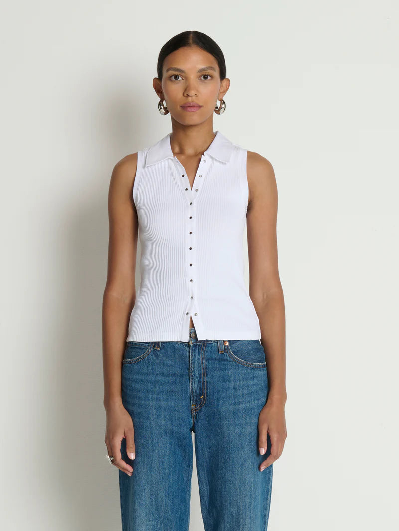Nation LA Jaylin Polo Top in White