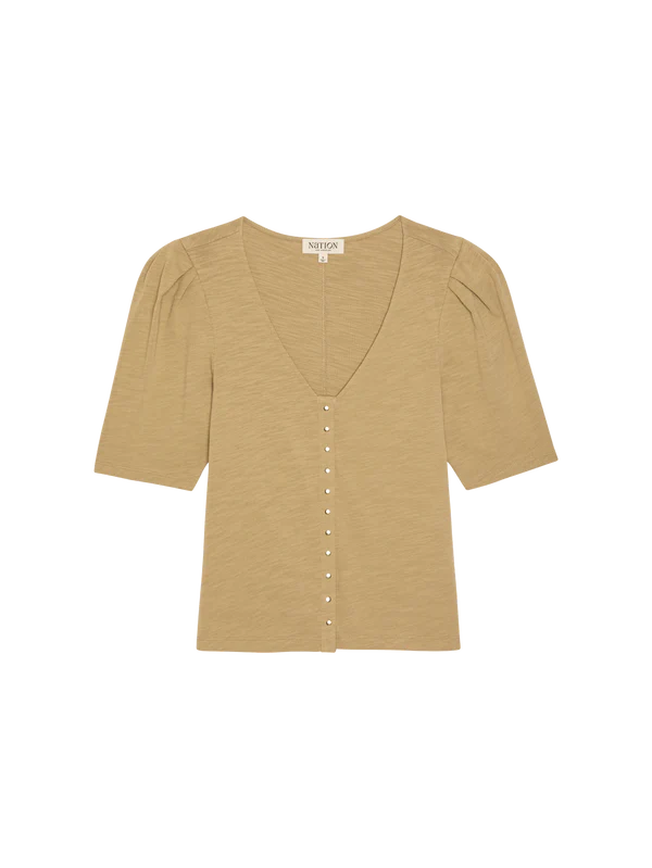 Nation LA Jen Button Up Blouse Toffee