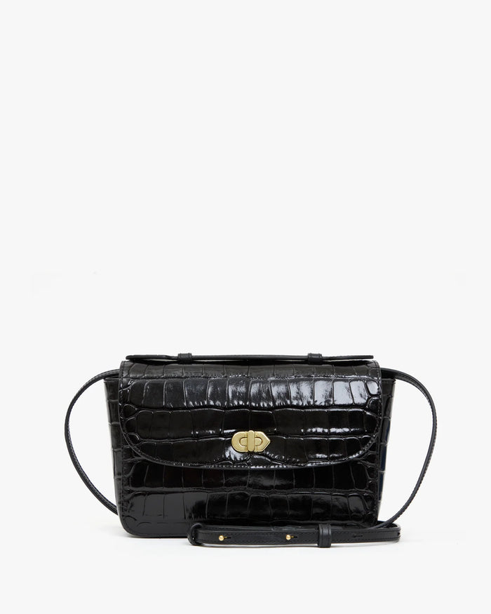 Clare V. KATHRYN Black Embossed Croco