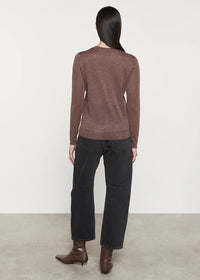 Enza Costa Brown LAMÉ KNITTED CARDIGAN