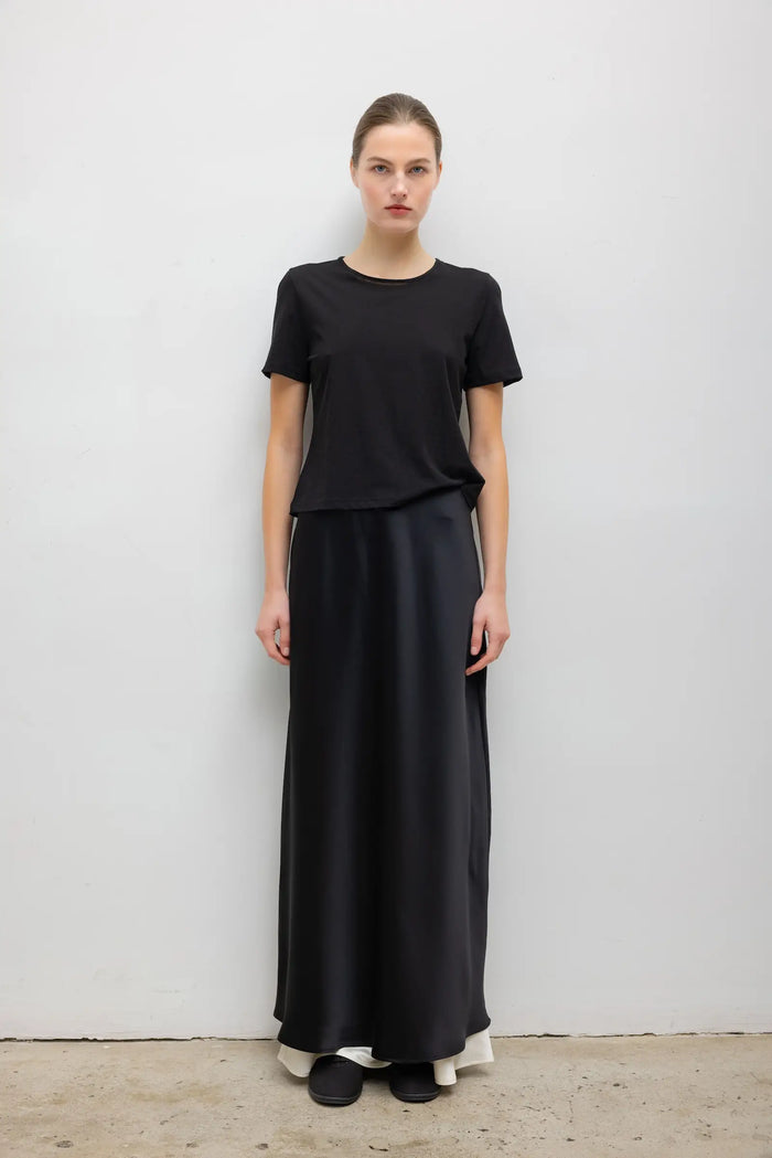Leset Barb Bias Ankle Skirt Black