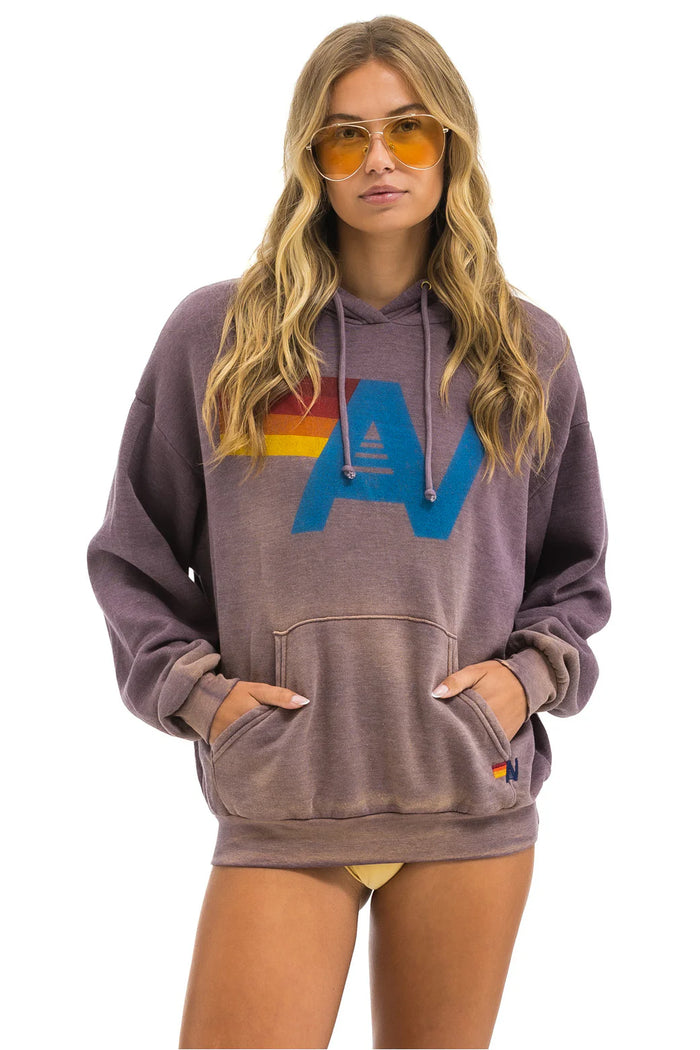 Aviator Nation VINTAGE LOGO RELAXED PULLOVER HOODIE - FADED MOCHA