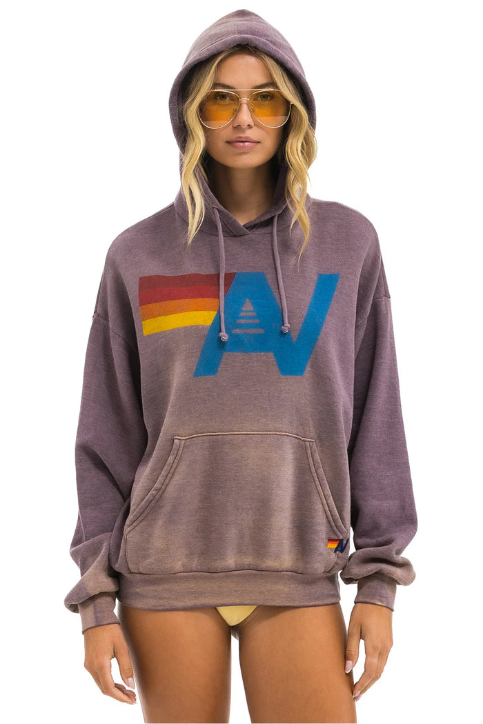 Aviator Nation VINTAGE LOGO RELAXED PULLOVER HOODIE - FADED MOCHA