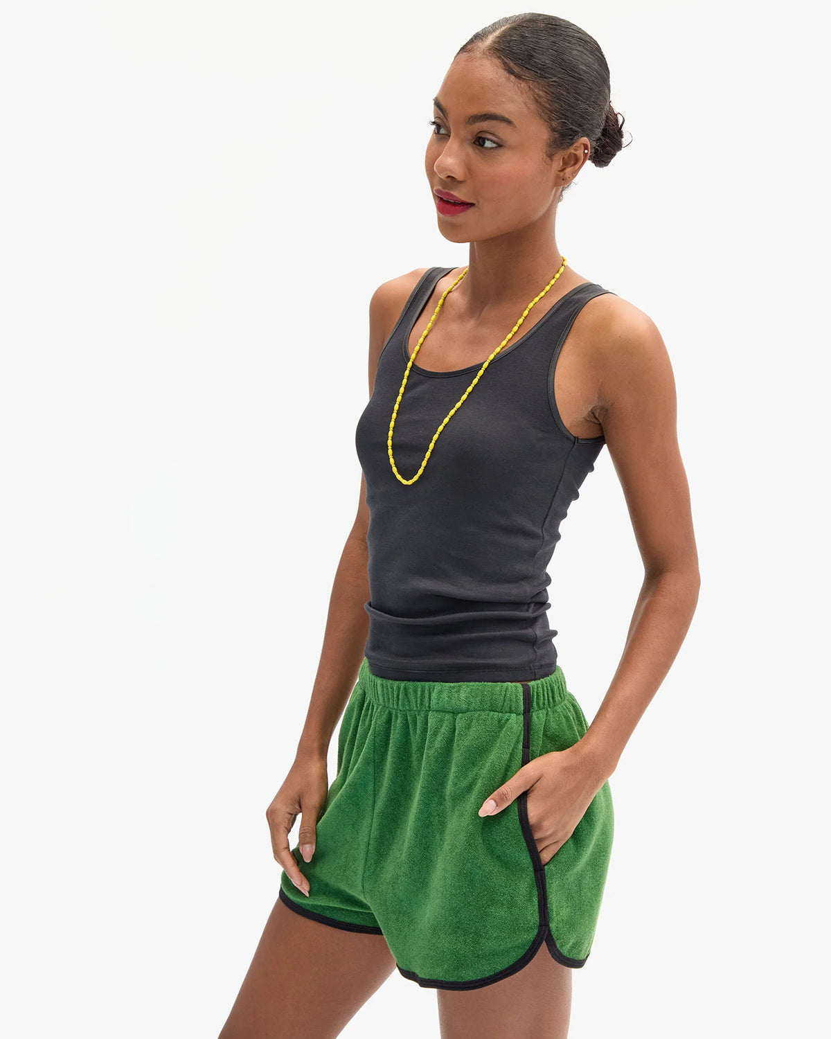 Clare V. Le Plage Shorts in Basil