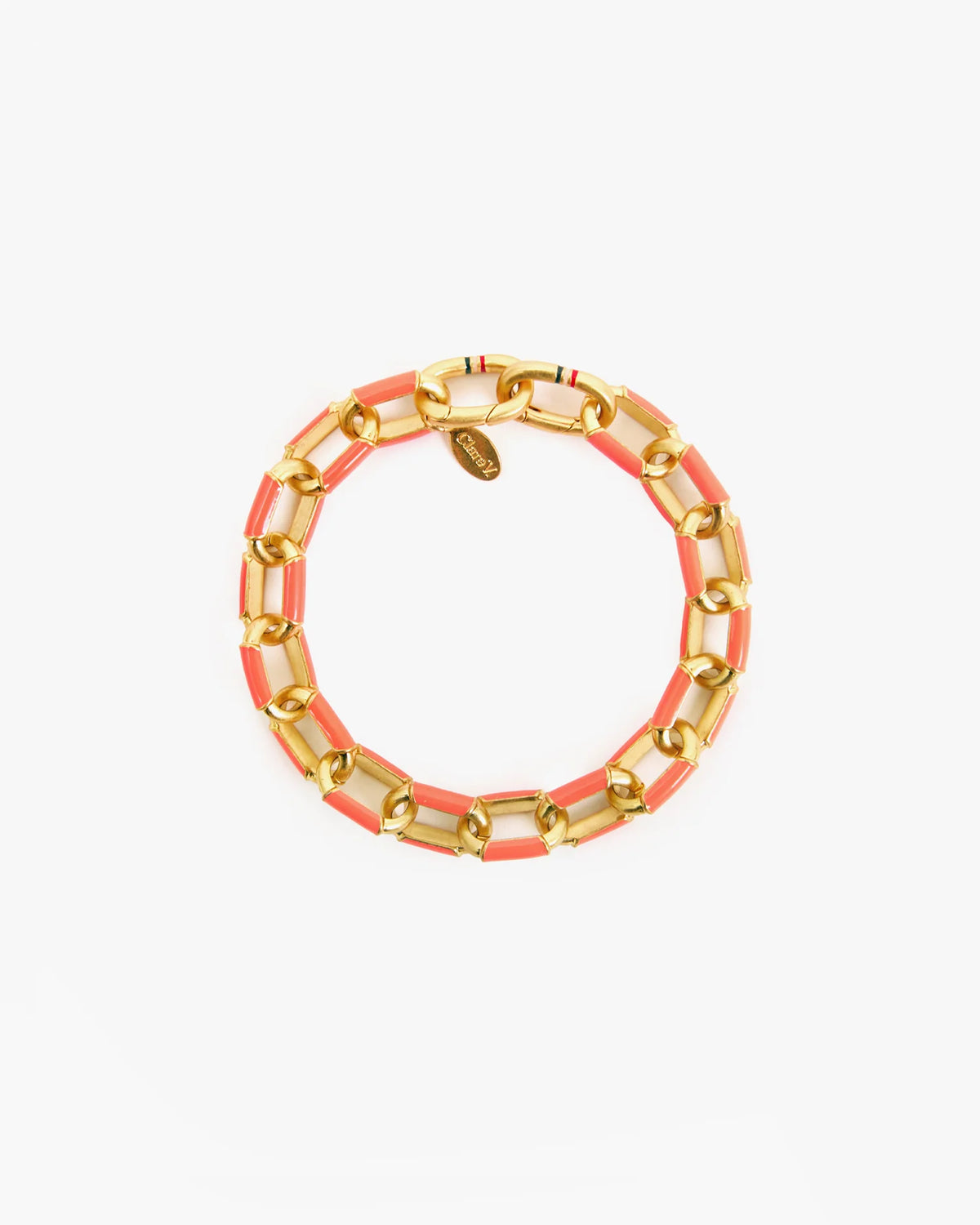 Clare V. Le Link Bracelet Coral & Vintage Gold