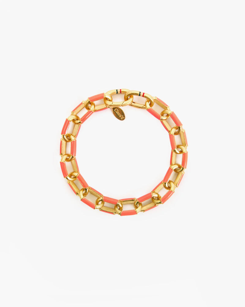 Clare V. Le Link Bracelet Coral & Vintage Gold