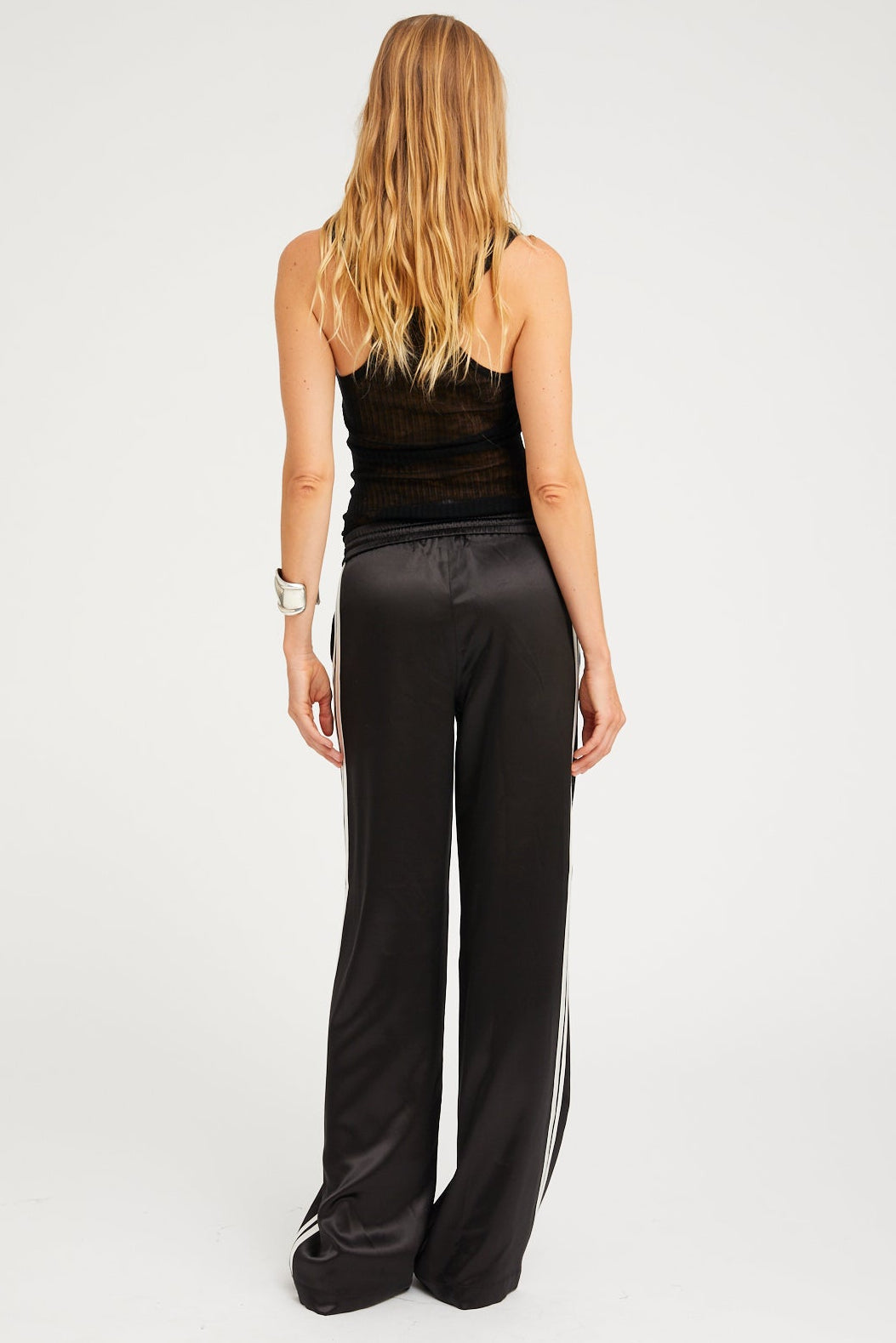 SPRWMN Silk Baggy Athletic Pants Black/White