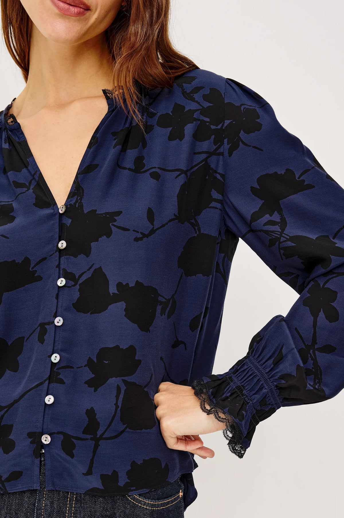 Rails Magda Shirt Navy Tossed Roses