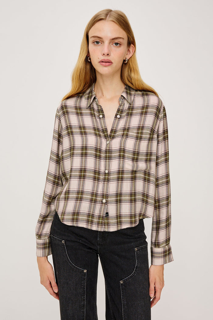 Rails Malin Shirt Olive Brown Cream