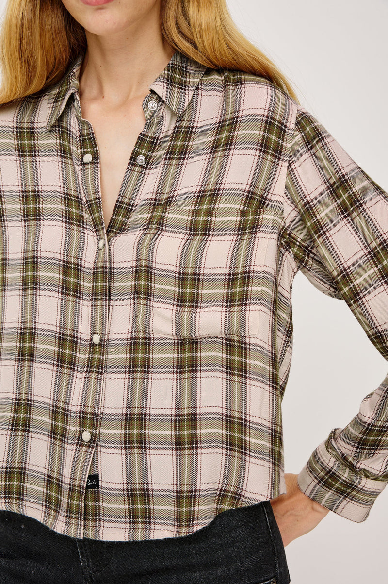 Rails Malin Shirt Olive Brown Cream