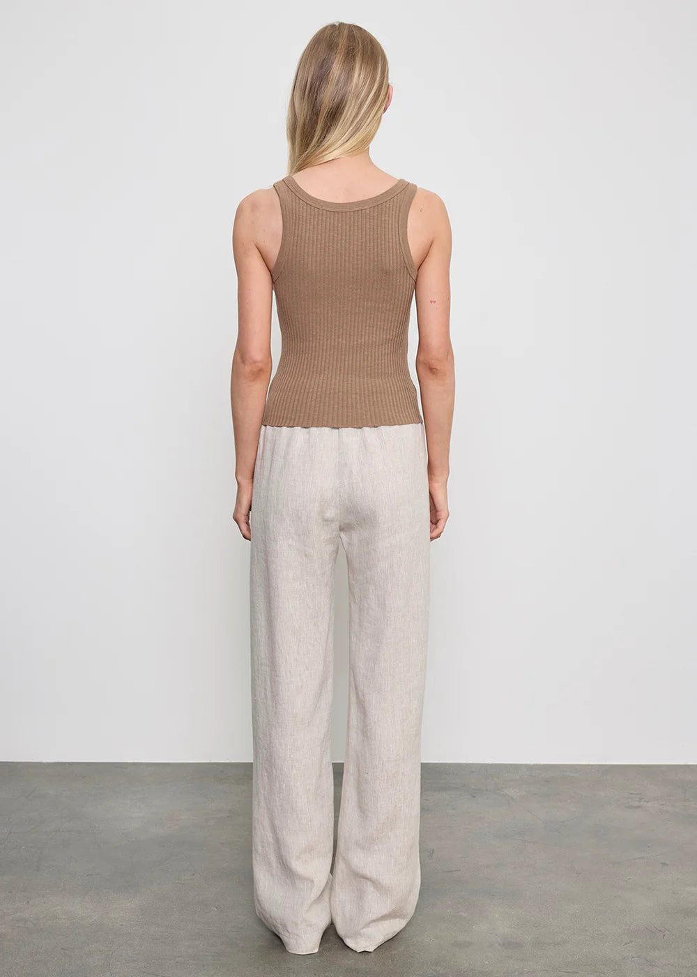 Enza Costa Military Rib Crop Tank in Army