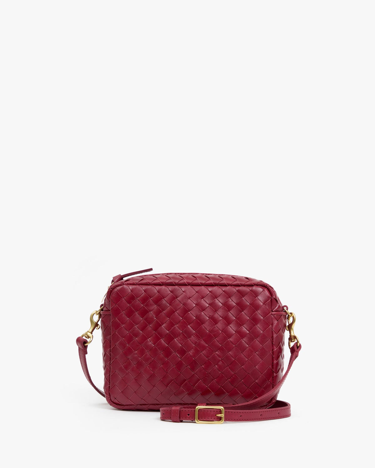 Clare V. MIDI SAC W/ POCKET Garnet Diagonal Woven